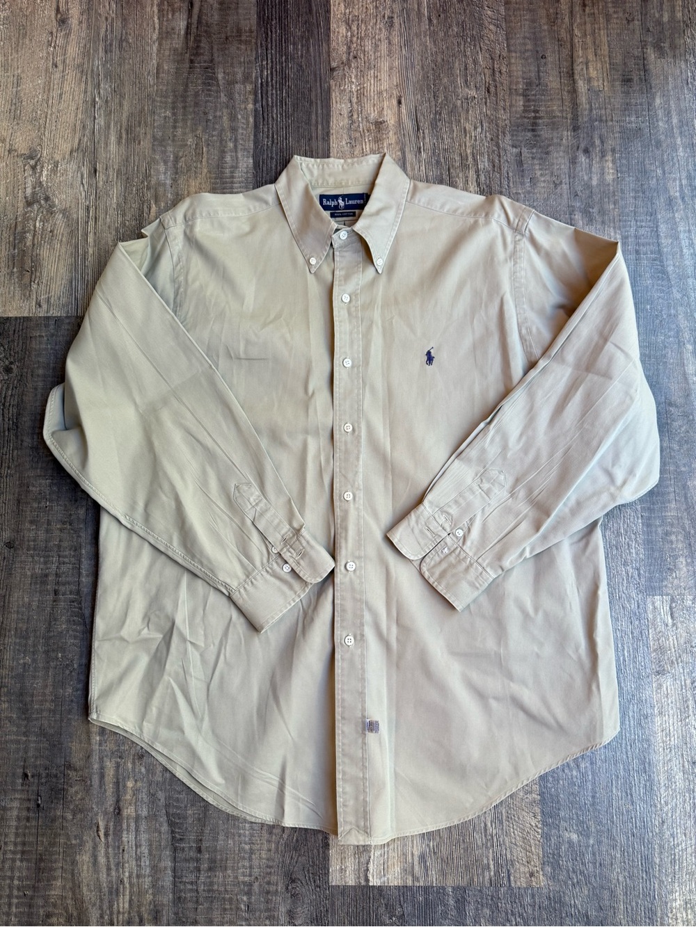 Ralph Lauren Tan Button-Down Oxford Shirt with Polo Logo